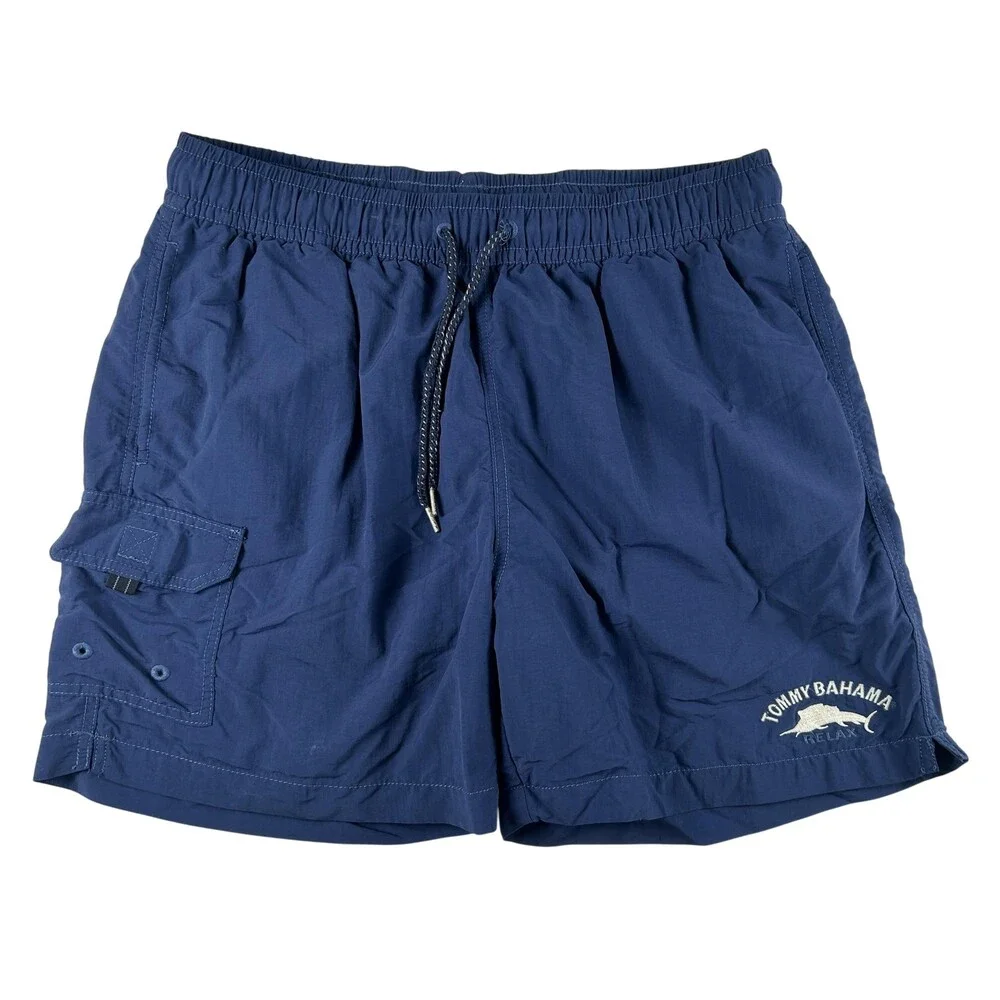 Tommy Bahama Relax Shorts Mens Large Blue Swim Trunks Cargo Mesh Lined Quick Dry